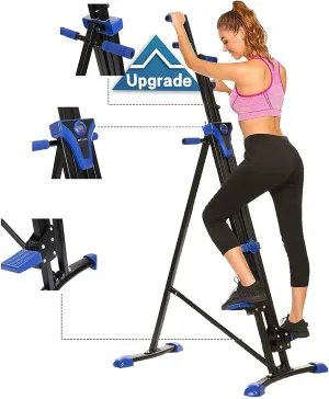 Vertical Climber Exercise Machine - Folding Home Gym Cardio Workout - 5-Level Resistance Stair Stepper - Total Body Workout