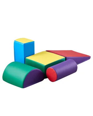 VEVOR Climbing Toys, 5-Piece Set, Foam Climbing Toys for Toddlers 6 Months to 3 Years Old, PU Leather Climbing Blocks, Indoor Climb and Crawl Activity Playset for Crawling & Sliding, Easy to Clean
