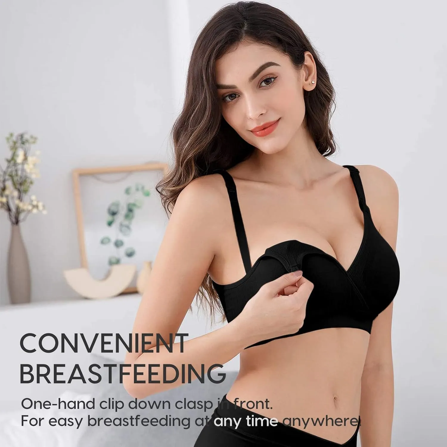 Vinfact 3 Pack Nursing Bras for Breastfeeding Seamless V Neck Maternity Bra Women Pregnancy Breastfeeding Bra