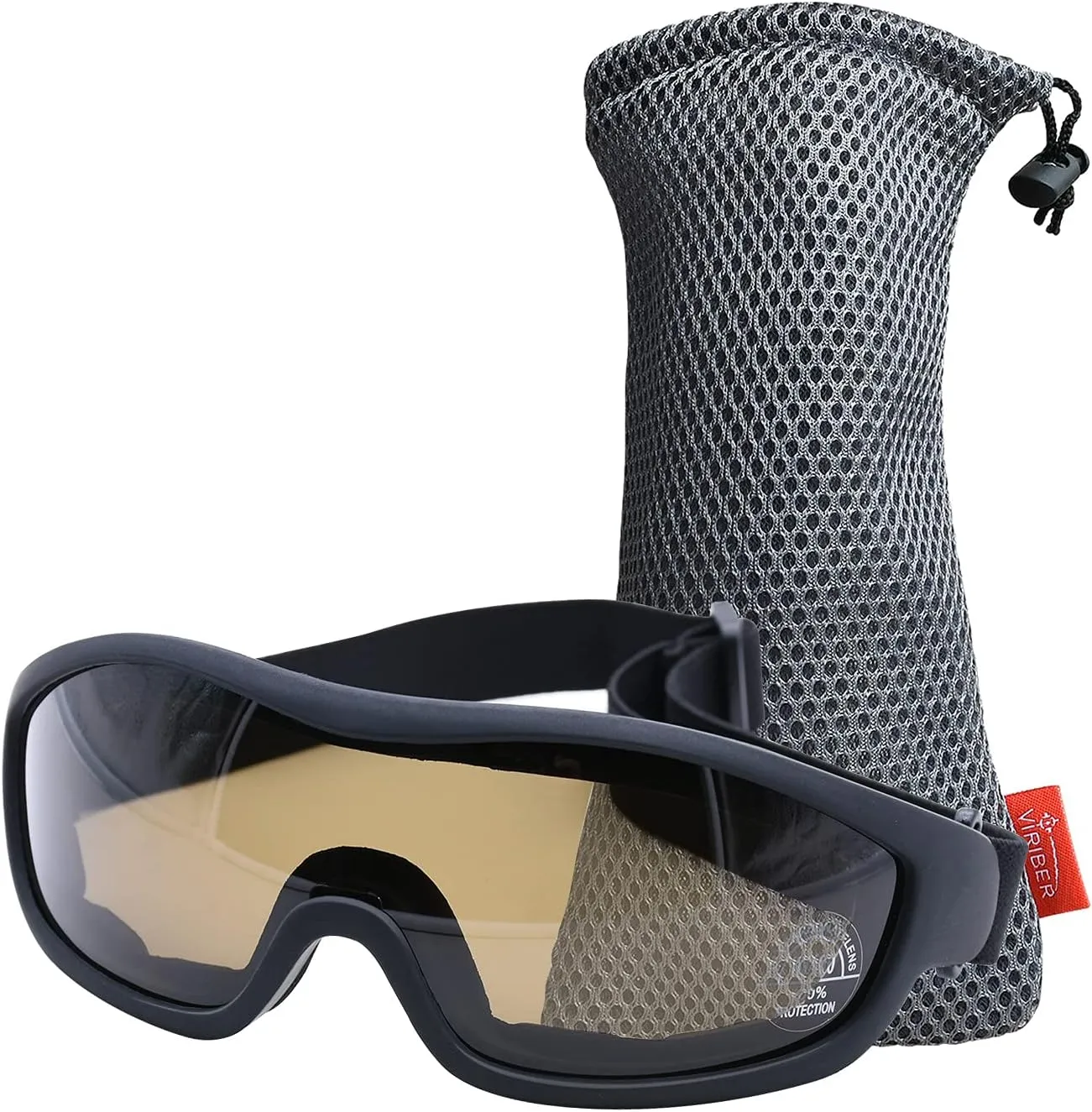 Viriber Motorcycle Goggles - UV Protective Outdoor Dust-proof Combat Goggles, Military Sunglasses, Tea