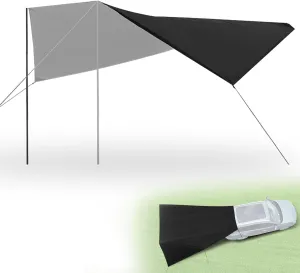 Waterproof Car Awning Camping, 14x16ft Large Car Rear Door Awning Sun Shelter with Carrying Bag, Windproof Sunproof Tailgate Tarp Shade Canopy for SUV Truck Jeep Outdoor Activities