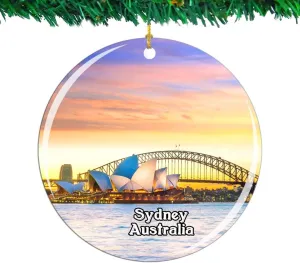 Weekino Australia Sydney Opera House Christmas Ornament City Travel Souvenir Collection Double Sided Porcelain 2.85 Inch Hanging Tree Decoration