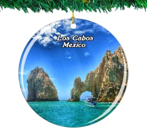 Weekino Mexico Los Cabos Christmas Ornament City Travel Souvenir Collection Double Sided Porcelain 2.85 Inch Hanging Tree Decoration