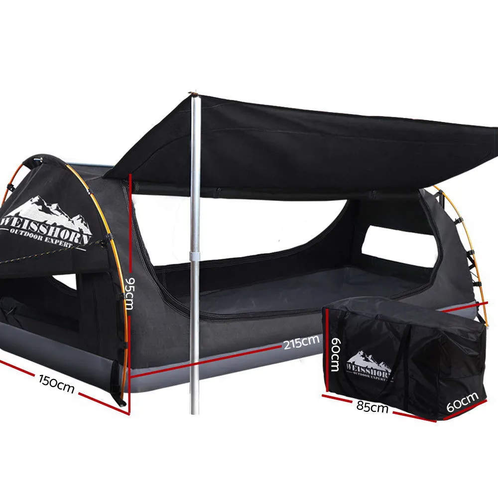 Weisshorn Double Swag Camping Swags Canvas Free Standing Dome Tent Dark Grey-WA_Rural