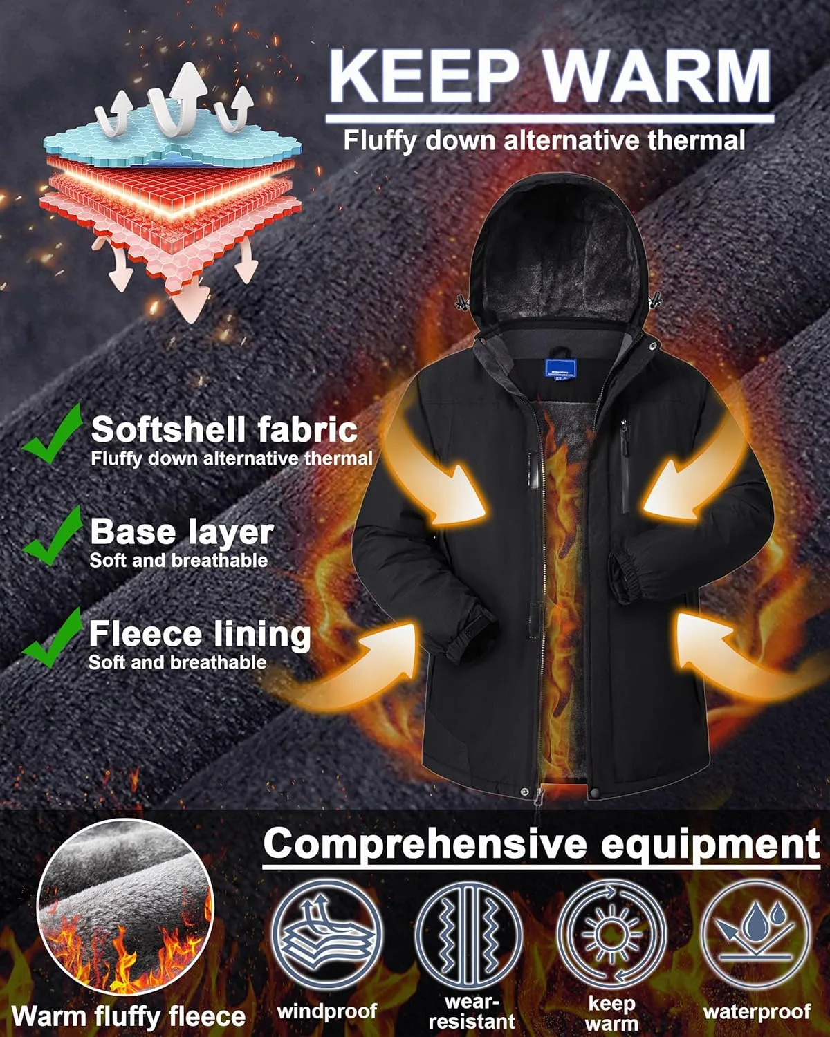 Winter Jackets Coats for Men Waterproof Ski Snow Coat