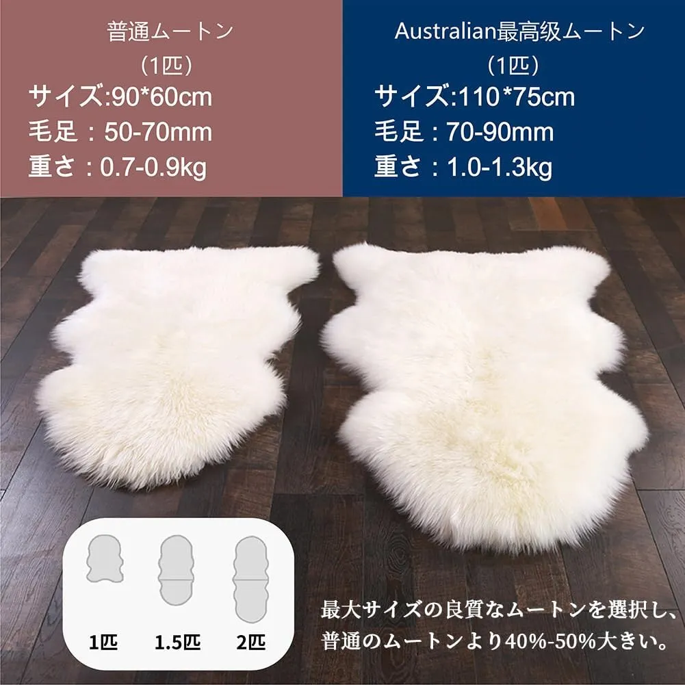 WL&ALLEN Large Sheepskin Rug Genuine Thick and Lush 3 Inch Pile，Luxury Australian Pelts |Large Sheepskin Wool Area Rugs (Large Double Pelt 2'6" x 6'6",Black)