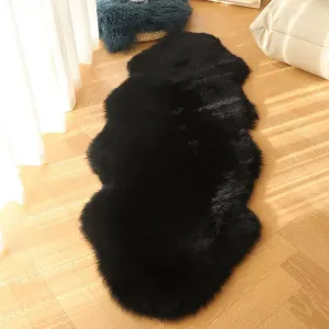 WL&ALLEN Large Sheepskin Rug Genuine Thick and Lush 3 Inch Pile，Luxury Australian Pelts Sheepskin Wool Area Rugs(Large Single Pelt2'6 x 5'，Black)