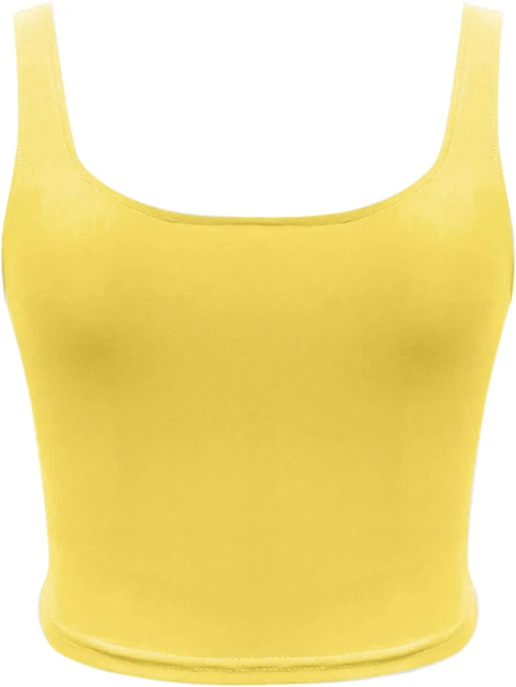 Women Sleeveless Vest Square Neck Double Layer Fitness Casual Short Top Vest N
