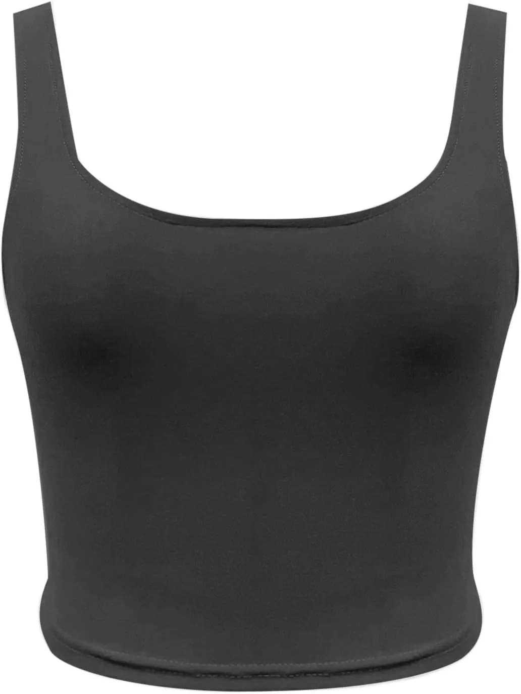 Women Sleeveless Vest Square Neck Double Layer Fitness Casual Short Top Vest N