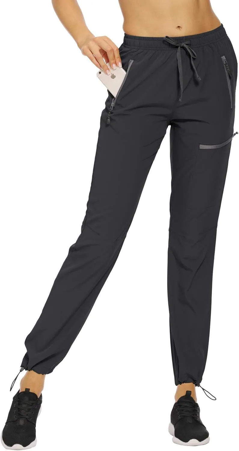 Women’s Cargo Hiking Pants Lightweight Joggers Quick Dry Water Resistant Lounge Outdoor Travel Pants Zipper Pockets