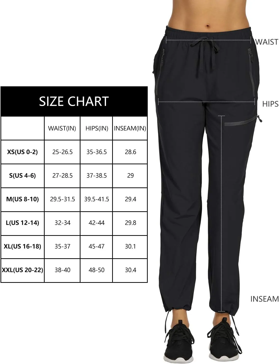 Women’s Cargo Hiking Pants Lightweight Joggers Quick Dry Water Resistant Lounge Outdoor Travel Pants Zipper Pockets