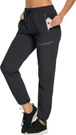 Women’s Cargo Hiking Pants Lightweight Joggers Quick Dry Water Resistant Lounge Outdoor Travel Pants Zipper Pockets
