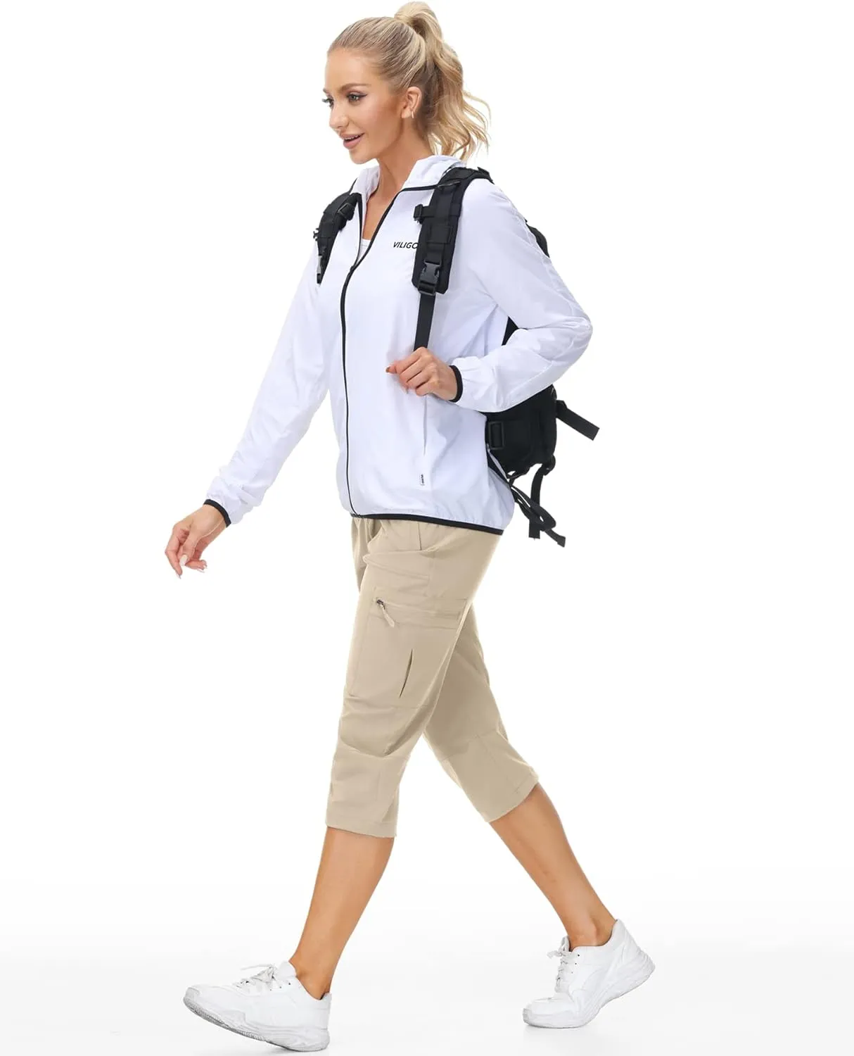 Womens Cargo Joggers Hiking Pants Lightweight Quick Dry Water Resistant Travel Casual Womens Pants with Zipper Pockets