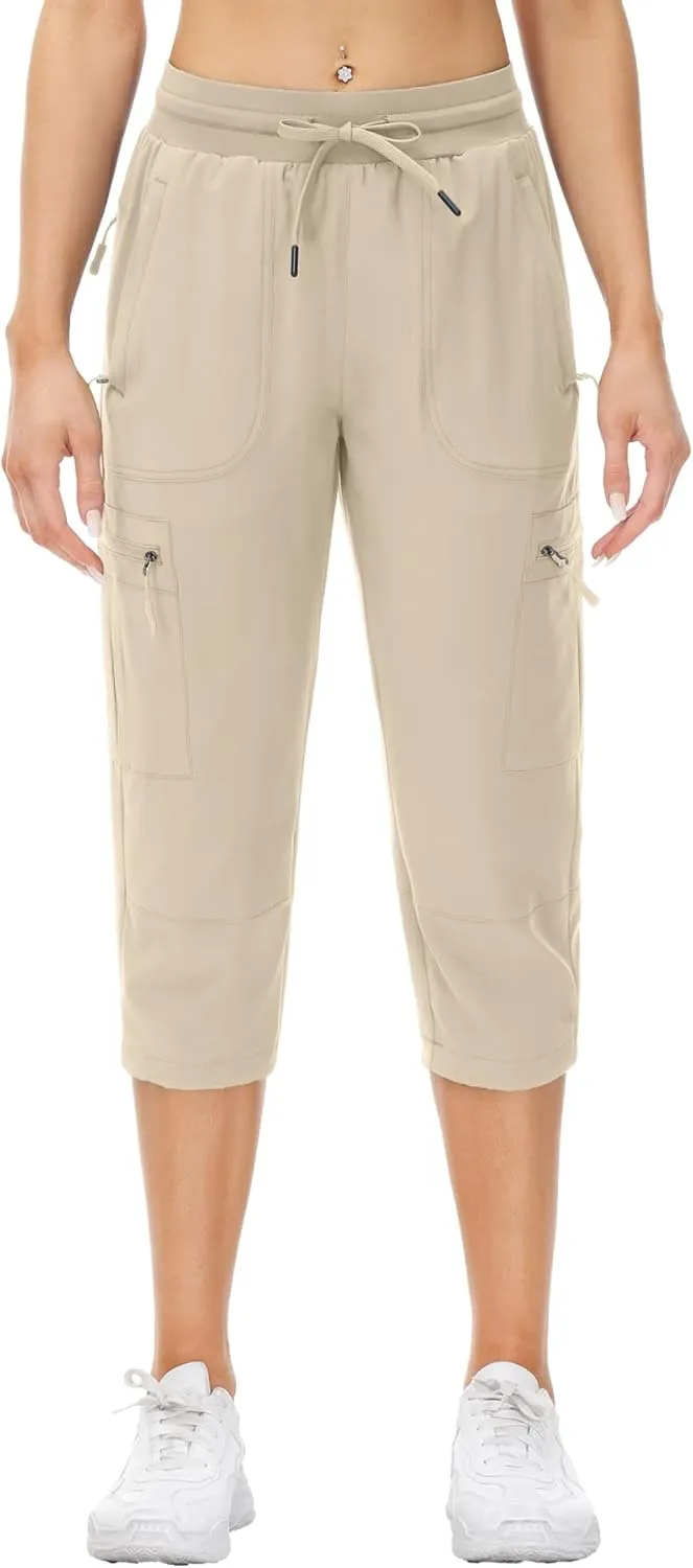 Womens Cargo Joggers Hiking Pants Lightweight Quick Dry Water Resistant Travel Casual Womens Pants with Zipper Pockets