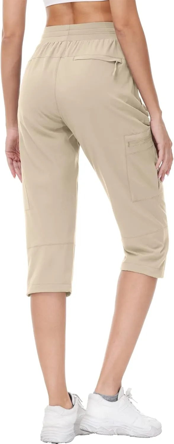 Womens Cargo Joggers Hiking Pants Lightweight Quick Dry Water Resistant Travel Casual Womens Pants with Zipper Pockets