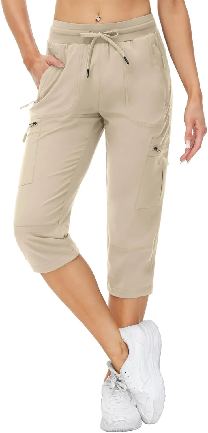 Womens Cargo Joggers Hiking Pants Lightweight Quick Dry Water Resistant Travel Casual Womens Pants with Zipper Pockets