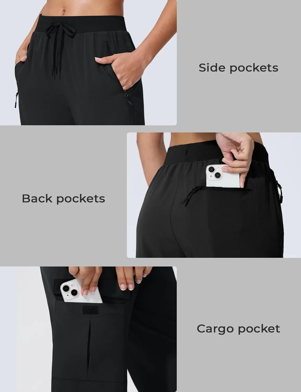 Women's Cargo Joggers Quick Dry Hiking Joggers UPF 50  Lightweight Athletic Jogger Pants Travel Water Resistant
