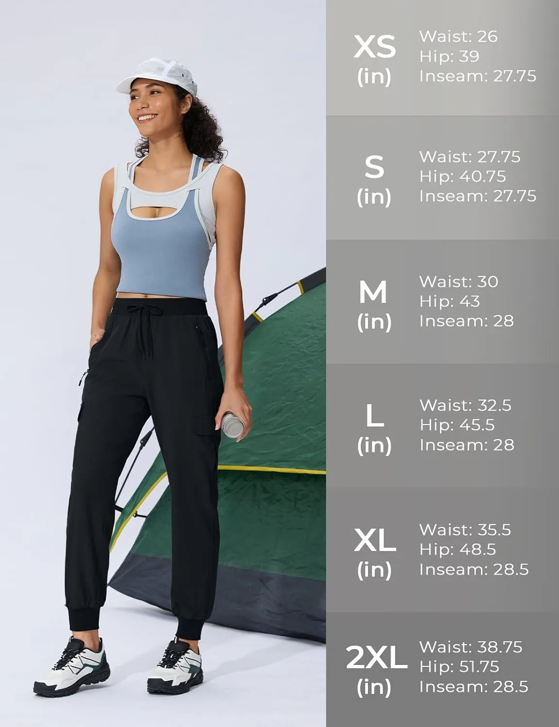 Women's Cargo Joggers Quick Dry Hiking Joggers UPF 50  Lightweight Athletic Jogger Pants Travel Water Resistant