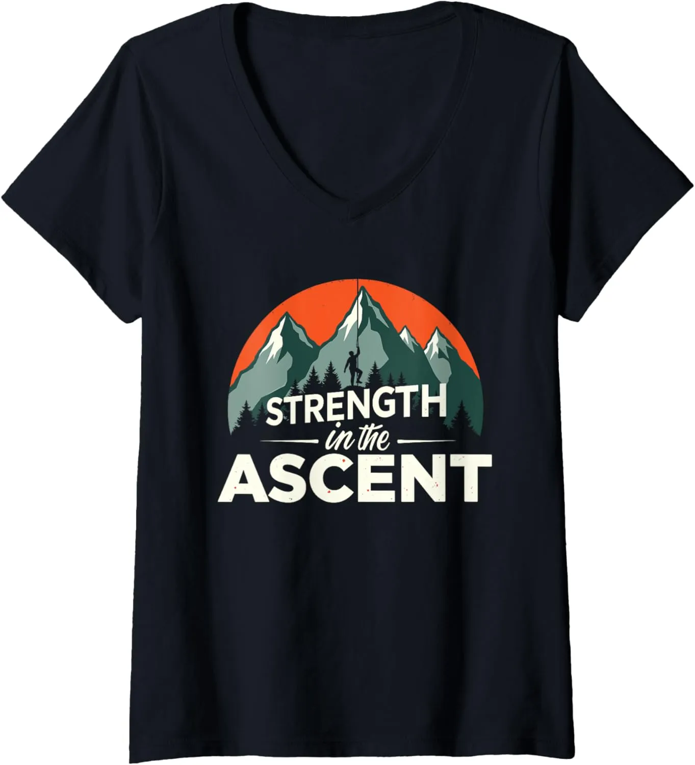 Womens Climbing Mountain Peak Rock Climbing Summit Goals V-Neck T-Shirt