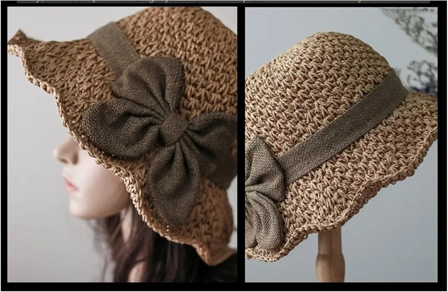 Women’S Elegant Pastoral Bow Straw Hat Retro Summer Versatile Sun Hat Dome Outdoor Outing Beach Visor