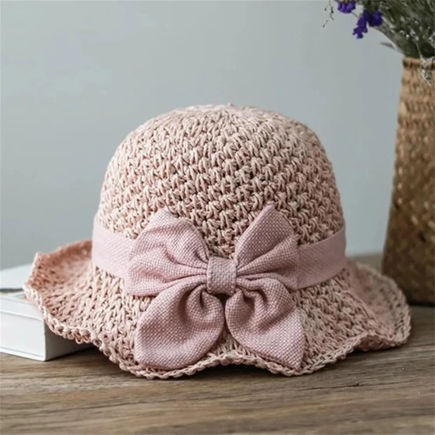 Women’S Elegant Pastoral Bow Straw Hat Retro Summer Versatile Sun Hat Dome Outdoor Outing Beach Visor