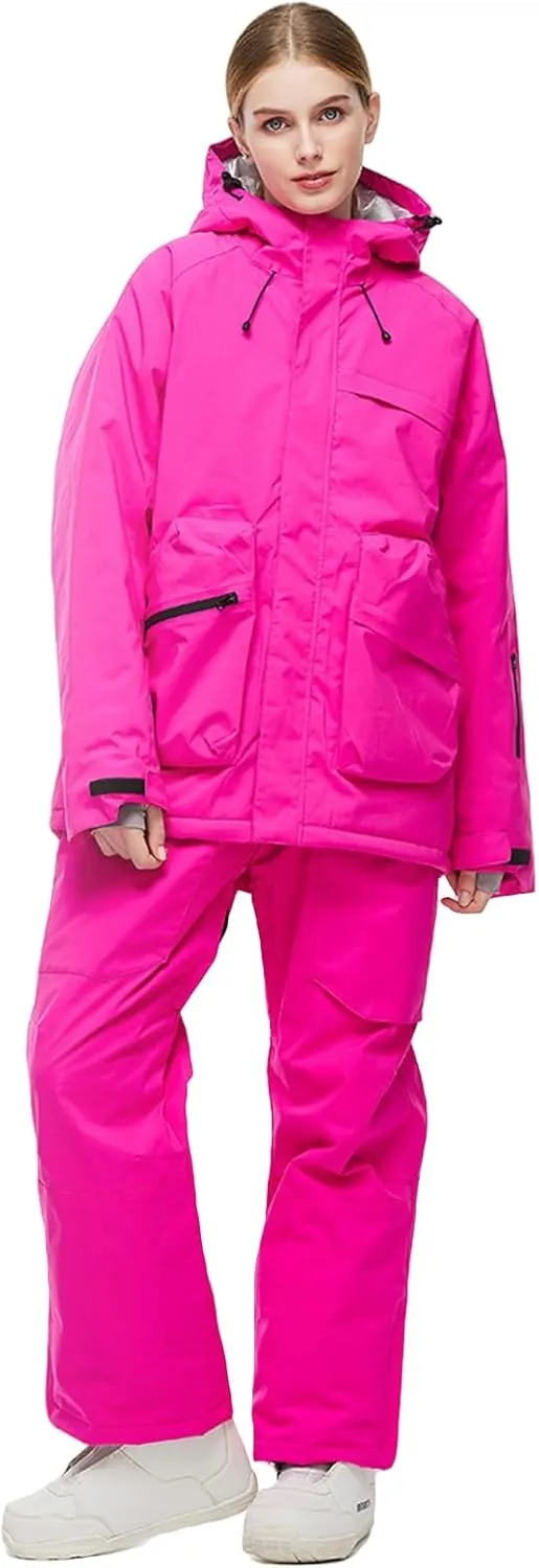 Women's Insulated Ski Suit Waterproof Windproof Ski Jackets and Pants Set Winter Warm Snowsuit Snowboarding Coat