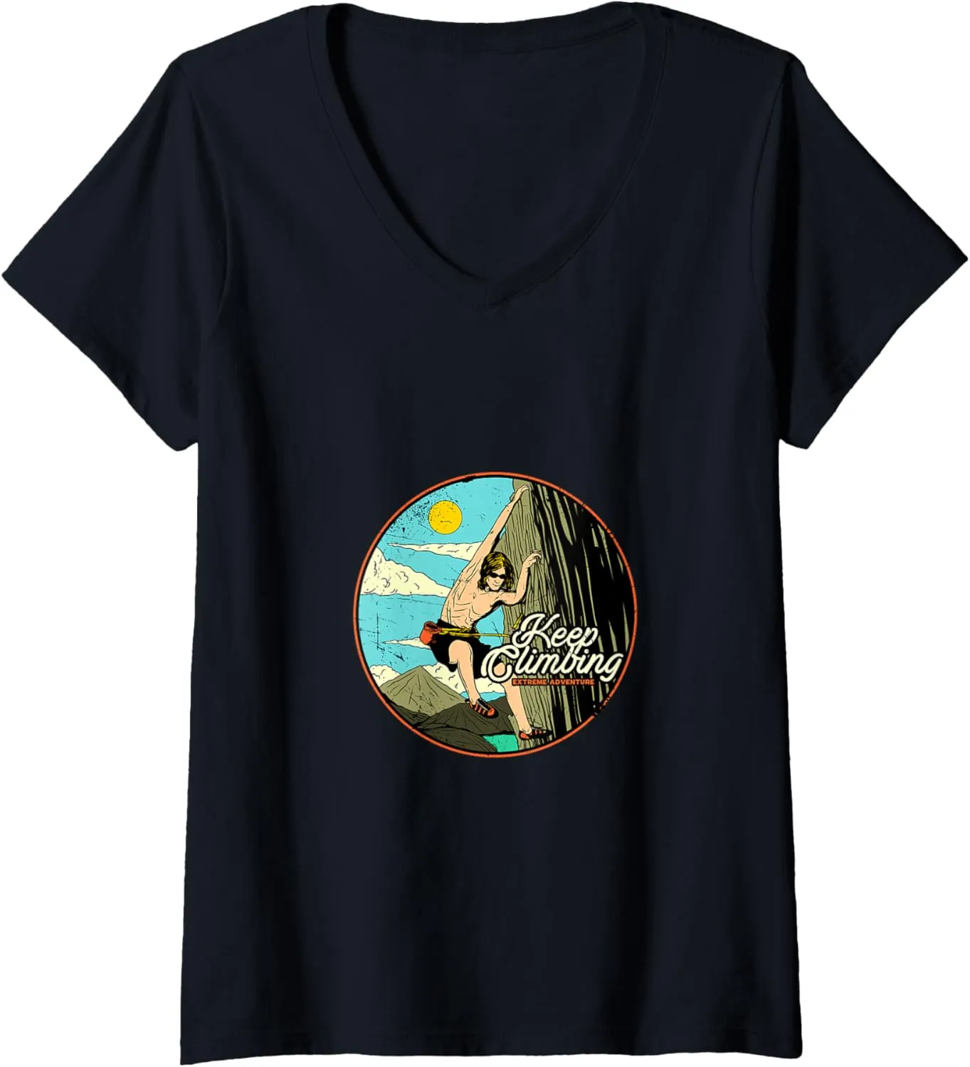 Womens Keep Climbing Apparel V-Neck T-Shirt