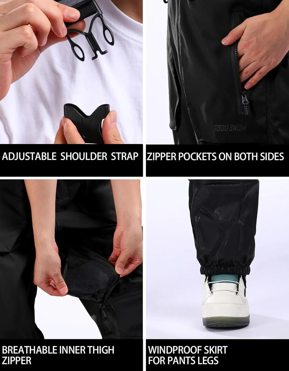 Womens Mens Snowboard Bibs Ski Pants snowboarding Overalls Waterproof Windproof Adjustable Straps Winter Sport