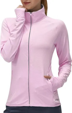 Women's UPF 50  UV Sun Protection Clothing Long Sleeve Athletic Hiking Shirts Lightweight SPF Zip Up Outdoor Jacket