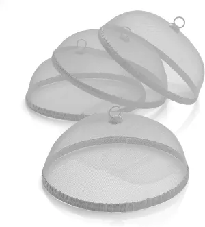 Woodard & Charles Round Food Domes, Set of 4, 14" x 5 1/2" (Silver)