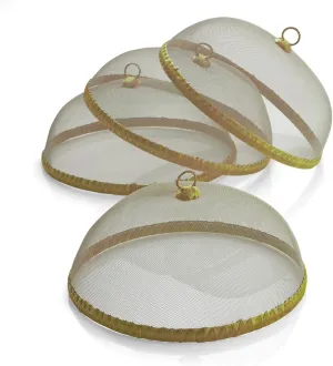 Woodard & Charles Round Mesh Domes Food Covers, Set of 4, 14" x 5 1/2" (Gold)