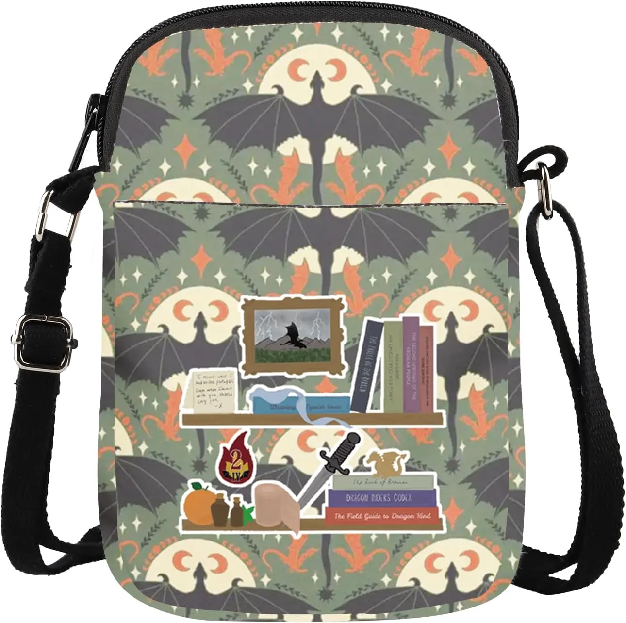 WSNANG Violet Sorrengail's Bookshelf Crossbody Bag Dragon Wing Inspired Shoulder Bag Dragon Rider Gift Bookish Gift