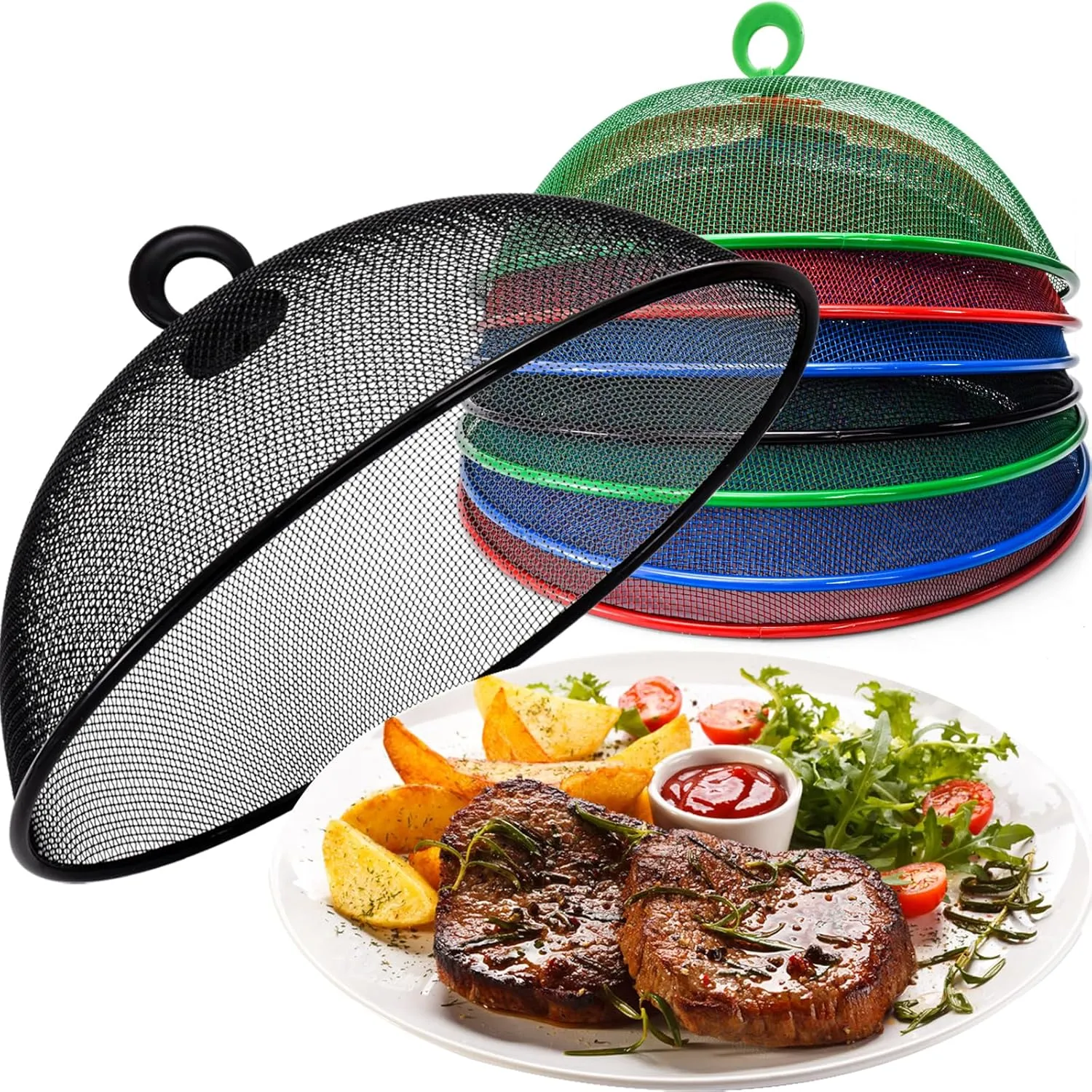 WUWEOT 8 Pack Mesh Metal Screen Food Cover, Round Outdoor Picnic Food Tents, 10.7 Inch Dome Vegetable Covers, Dinner Plates Net Umbrella Against Flies for Table Bbq Camping Party