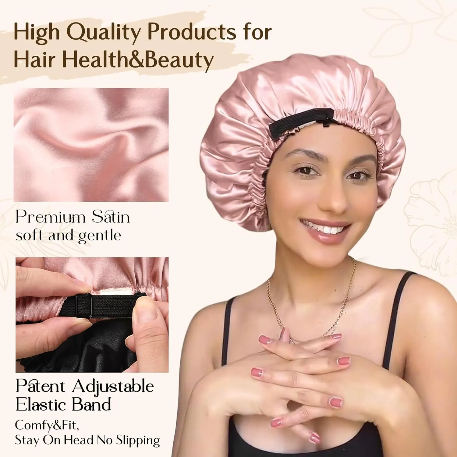 YANIBEST Double Layer Satin Bonnet Silk Bonnet Adjustable Hair Bonnet for Sleeping Bonnets for Women Curly Natural Hair Mom
