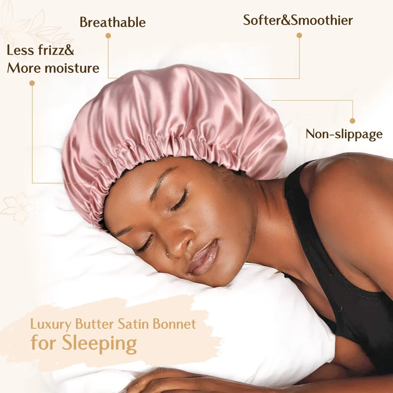 YANIBEST Double Layer Satin Bonnet Silk Bonnet Adjustable Hair Bonnet for Sleeping Bonnets for Women Curly Natural Hair Mom