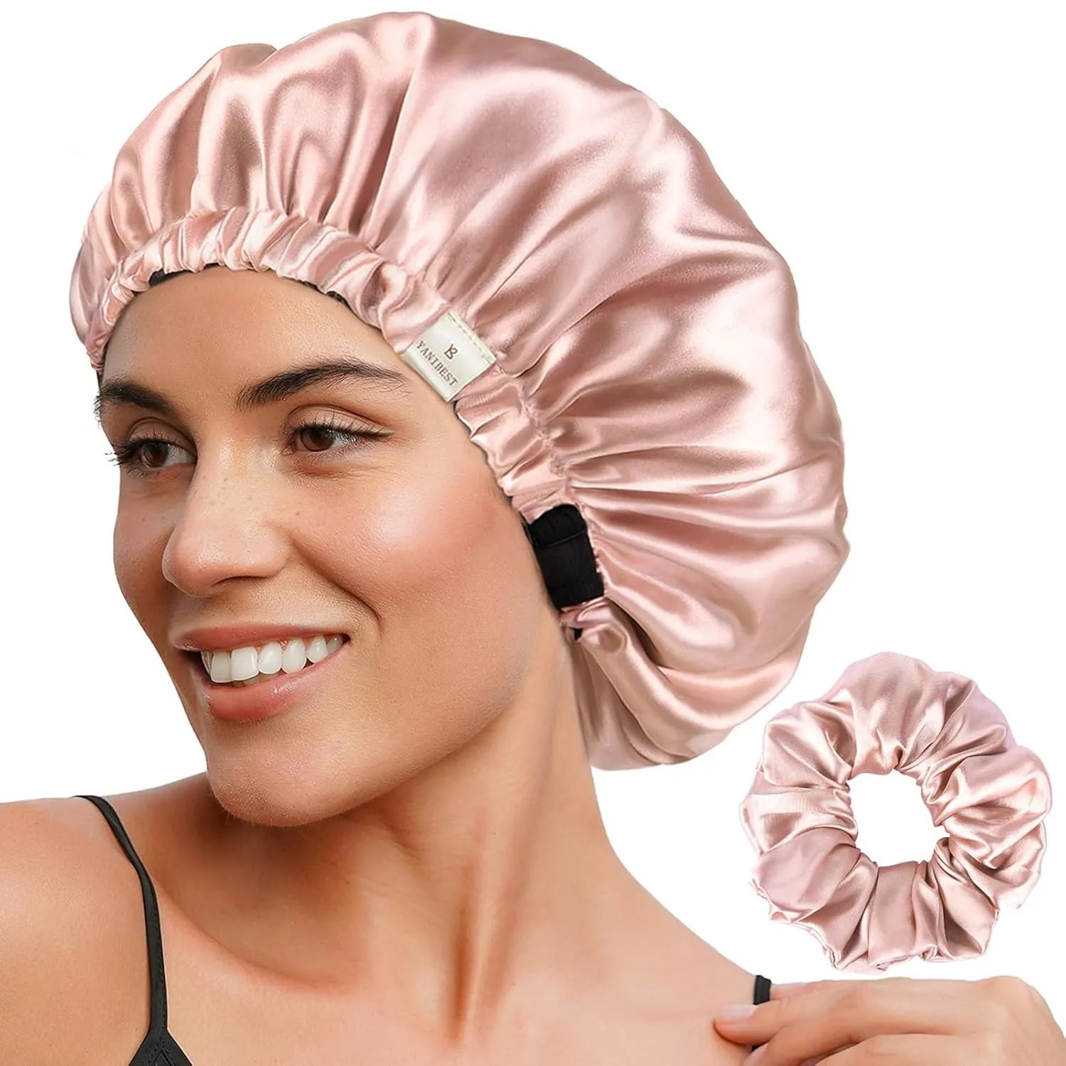 YANIBEST Double Layer Satin Bonnet Silk Bonnet Adjustable Hair Bonnet for Sleeping Bonnets for Women Curly Natural Hair Mom