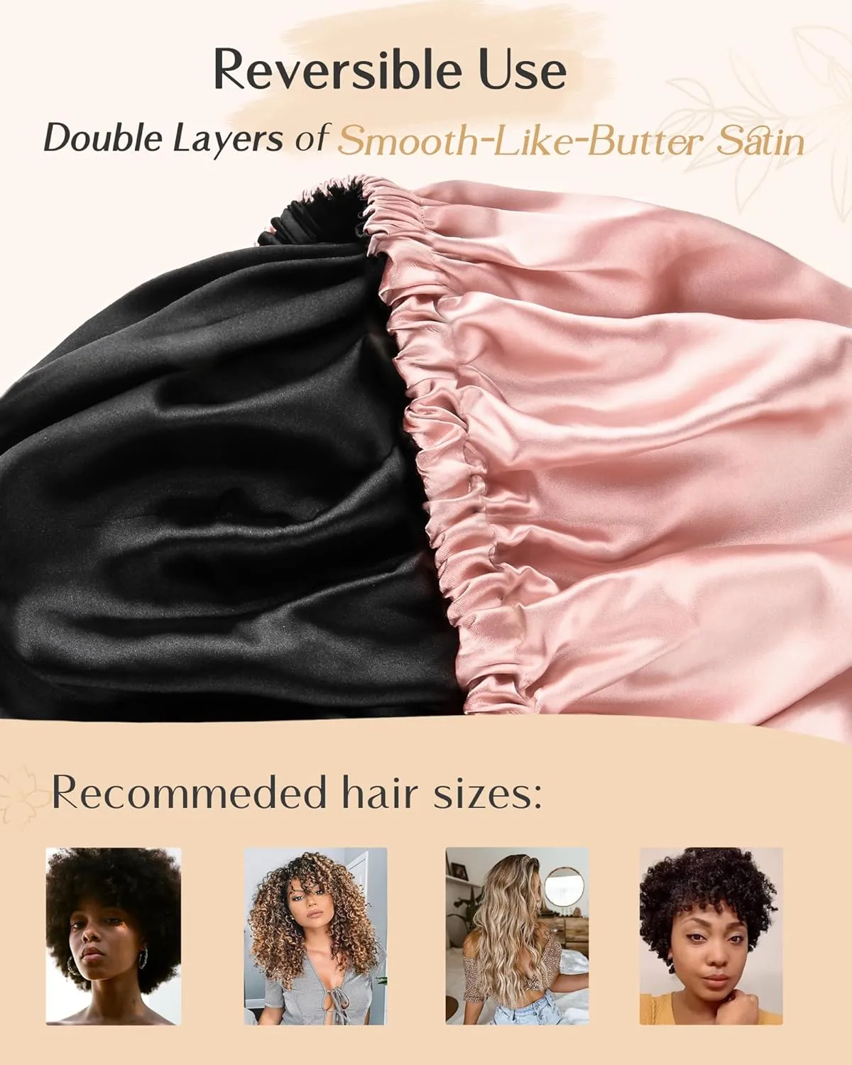 YANIBEST Double Layer Satin Bonnet Silk Bonnet Adjustable Hair Bonnet for Sleeping Bonnets for Women Curly Natural Hair Mom
