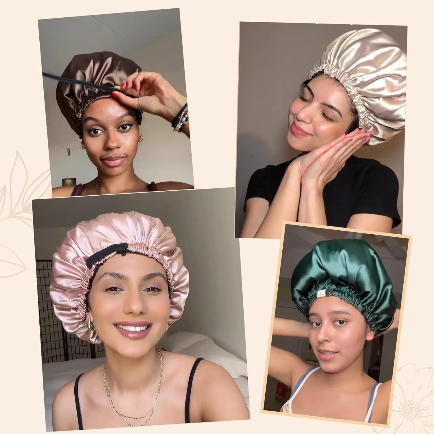 YANIBEST Double Layer Satin Bonnet Silk Bonnet Adjustable Hair Bonnet for Sleeping Bonnets for Women Curly Natural Hair Mom