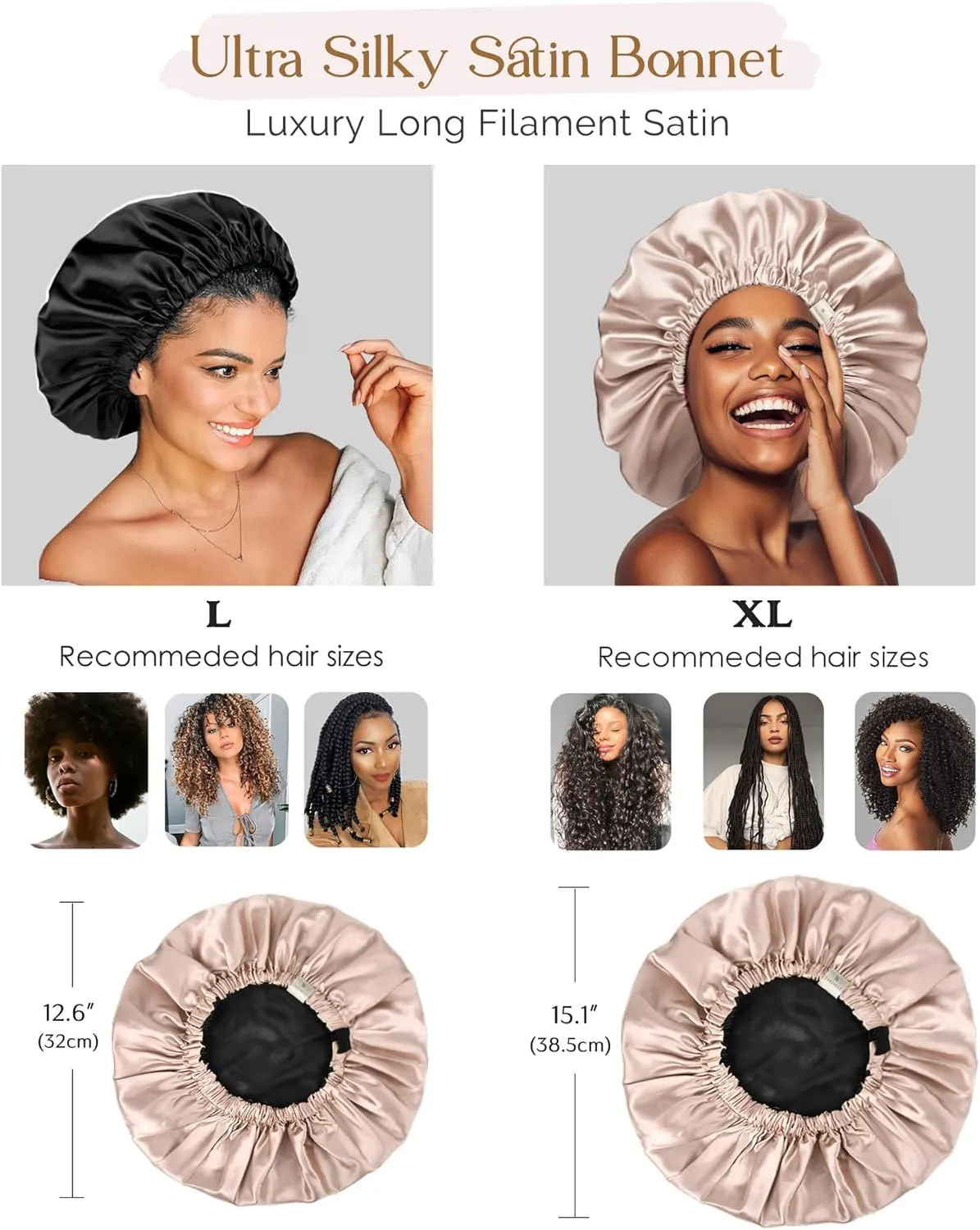 YANIBEST Silk Bonnet Satin Bonnet for Sleeping Women and Men, Adjustable Double Layer Hair Bonnet for Curly Braids Hair