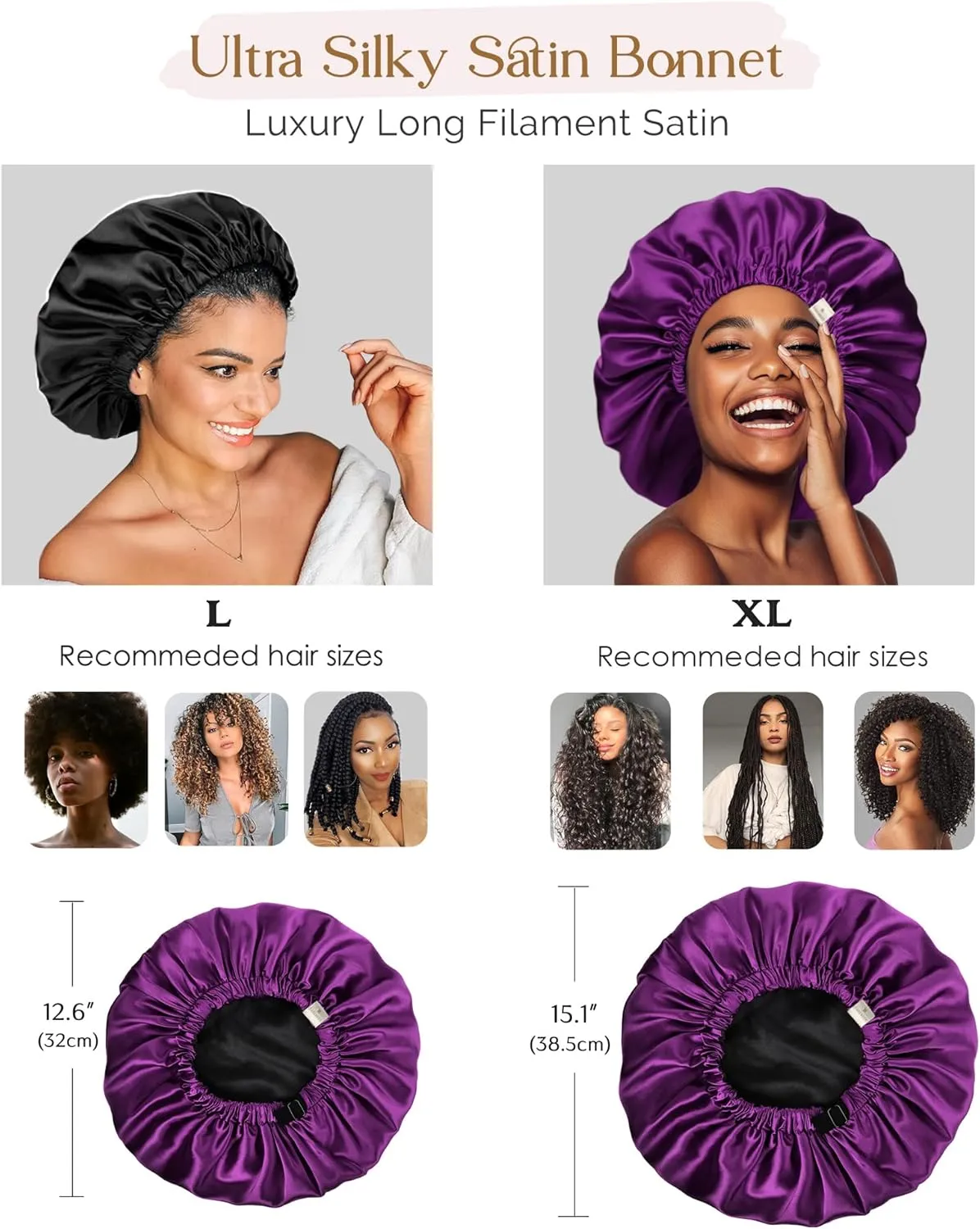 YANIBEST Silk Bonnet Satin Bonnet for Sleeping Women and Men, Adjustable Double Layer Hair Bonnet for Curly Braids Hair