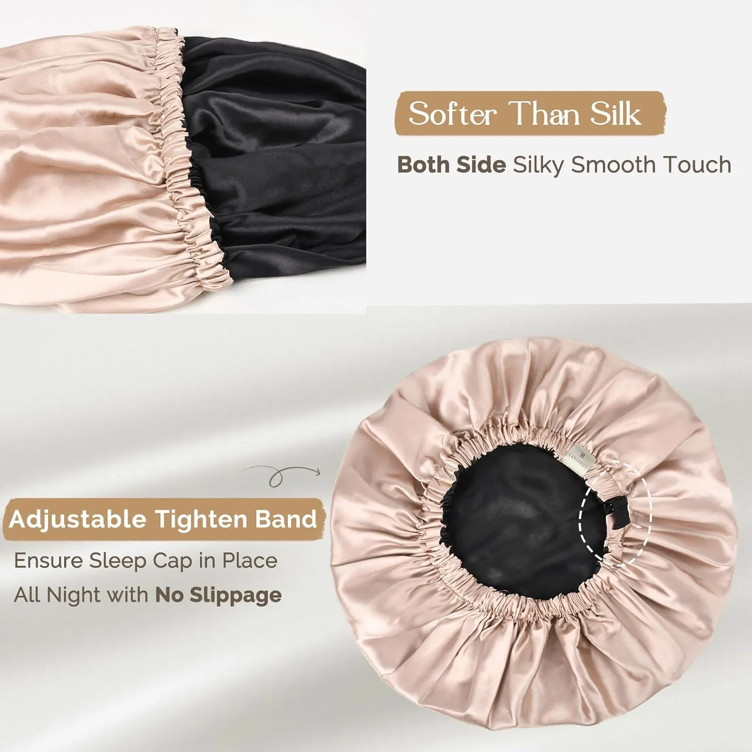 YANIBEST Silk Bonnet Satin Bonnet for Sleeping Women and Men, Adjustable Double Layer Hair Bonnet for Curly Braids Hair