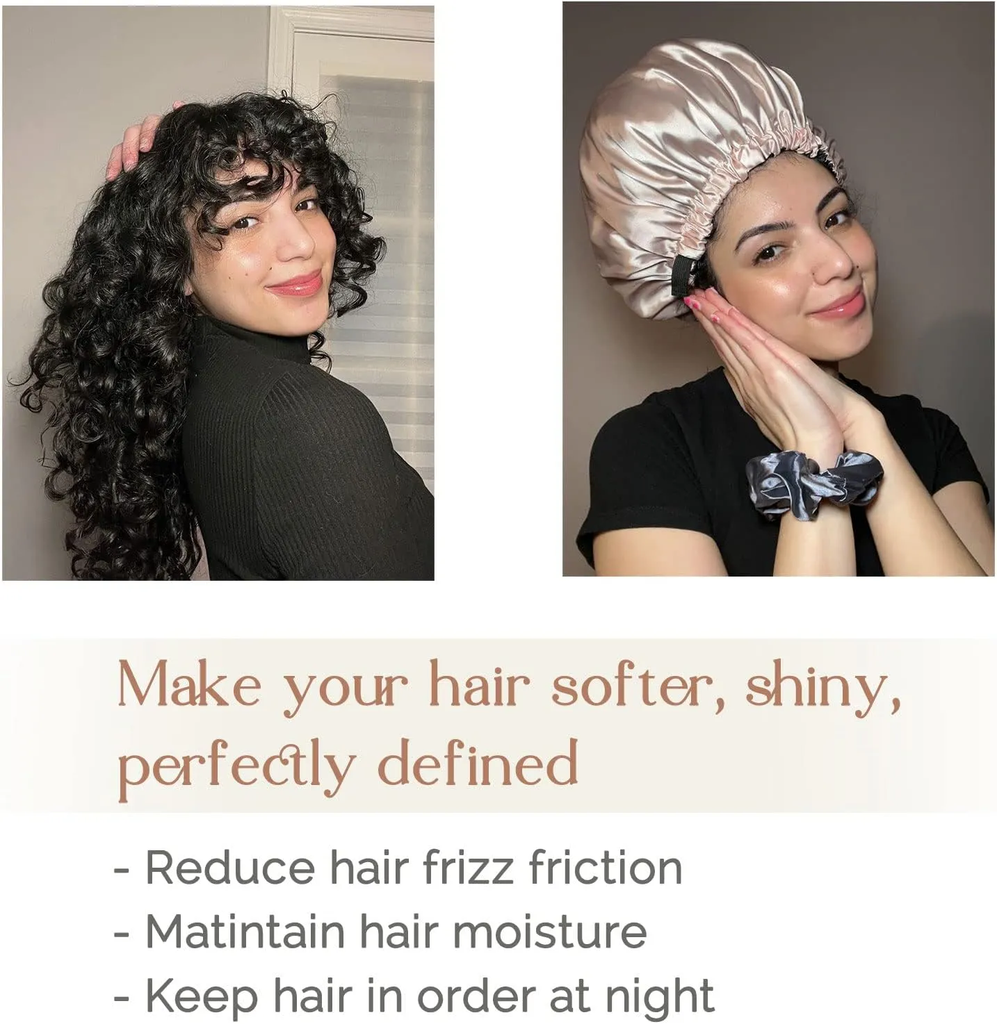 YANIBEST Silk Bonnet Satin Bonnet for Sleeping Women and Men, Adjustable Double Layer Hair Bonnet for Curly Braids Hair