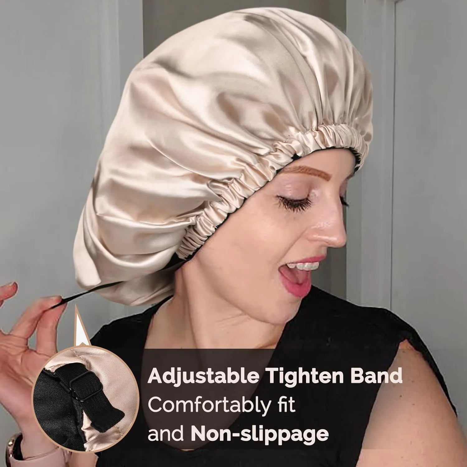 YANIBEST Silk Bonnet Satin Bonnet for Sleeping Women and Men, Adjustable Double Layer Hair Bonnet for Curly Braids Hair