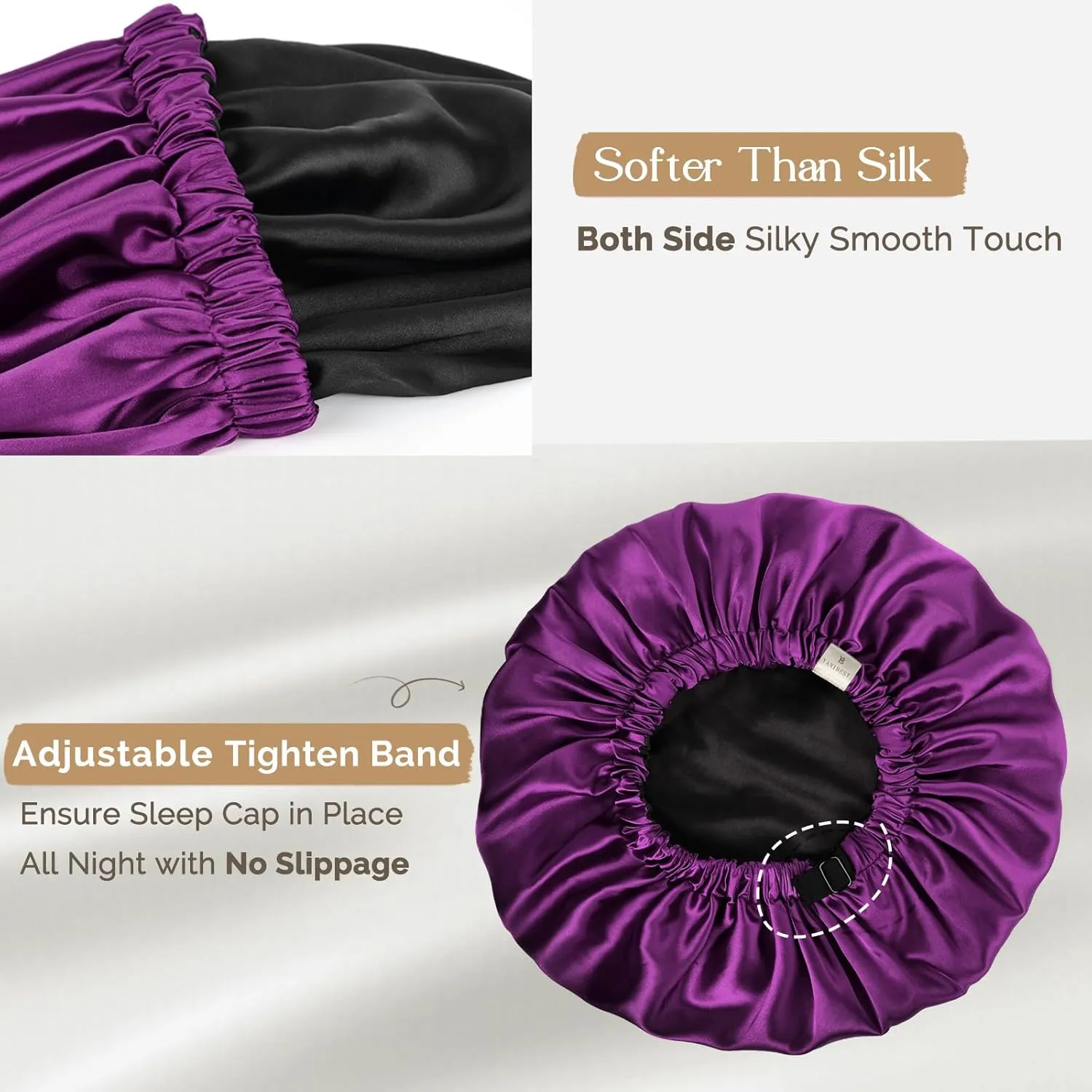 YANIBEST Silk Bonnet Satin Bonnet for Sleeping Women and Men, Adjustable Double Layer Hair Bonnet for Curly Braids Hair