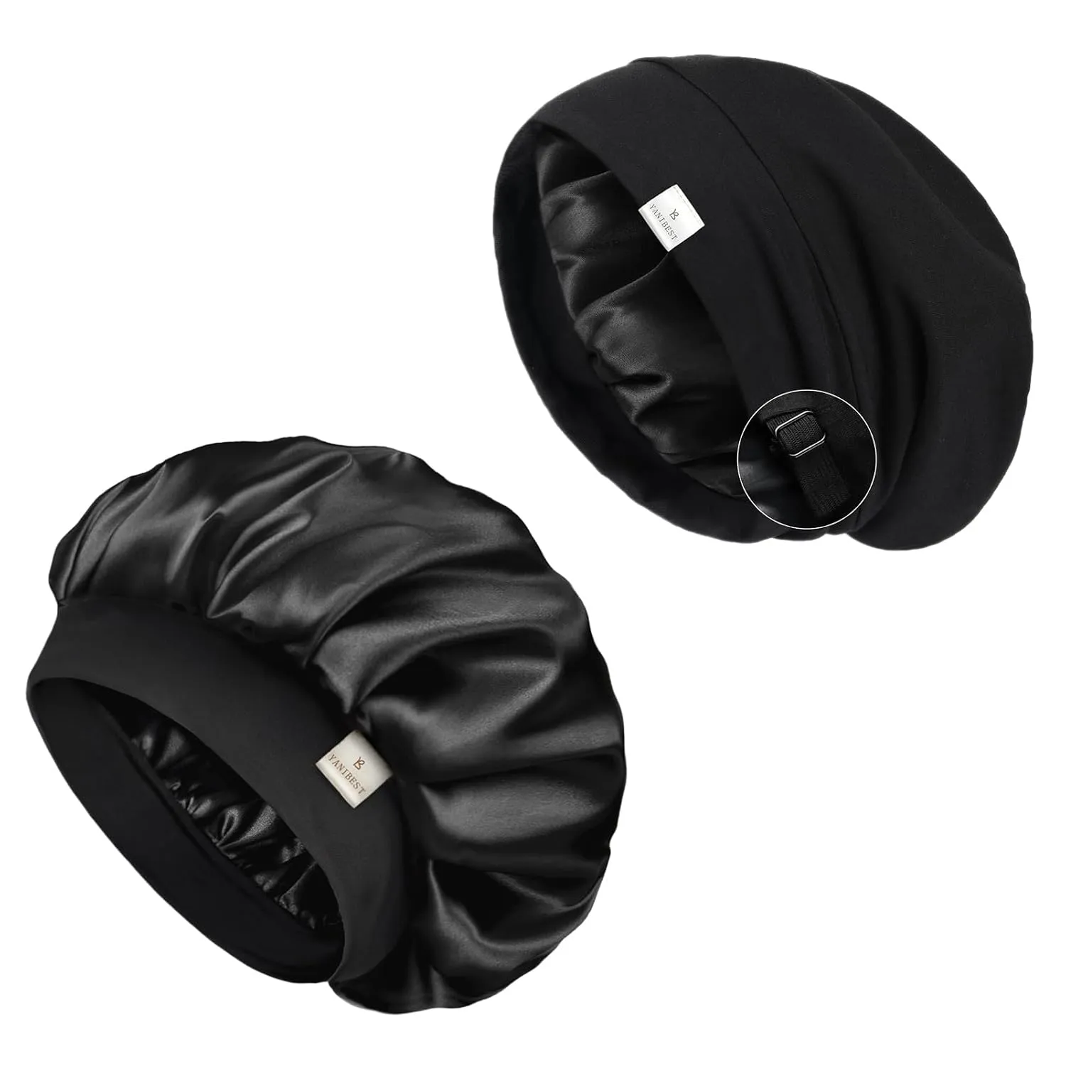 YANIBEST Slouchy Beanie Hat Satin Lined Sleep Cap Bonnet for Men Hair Bonnet for Sleeping Double Layer Bonnets