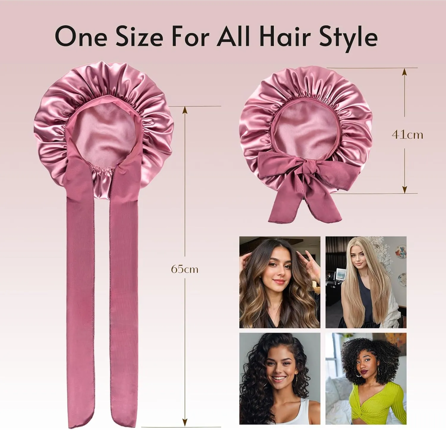 Yanideer 3 pcs Satin Bonnet Silk Bonnet for Sleeping Double Layer Satin Lined Hair Bonnet with Tie Band for Women Curly Hair