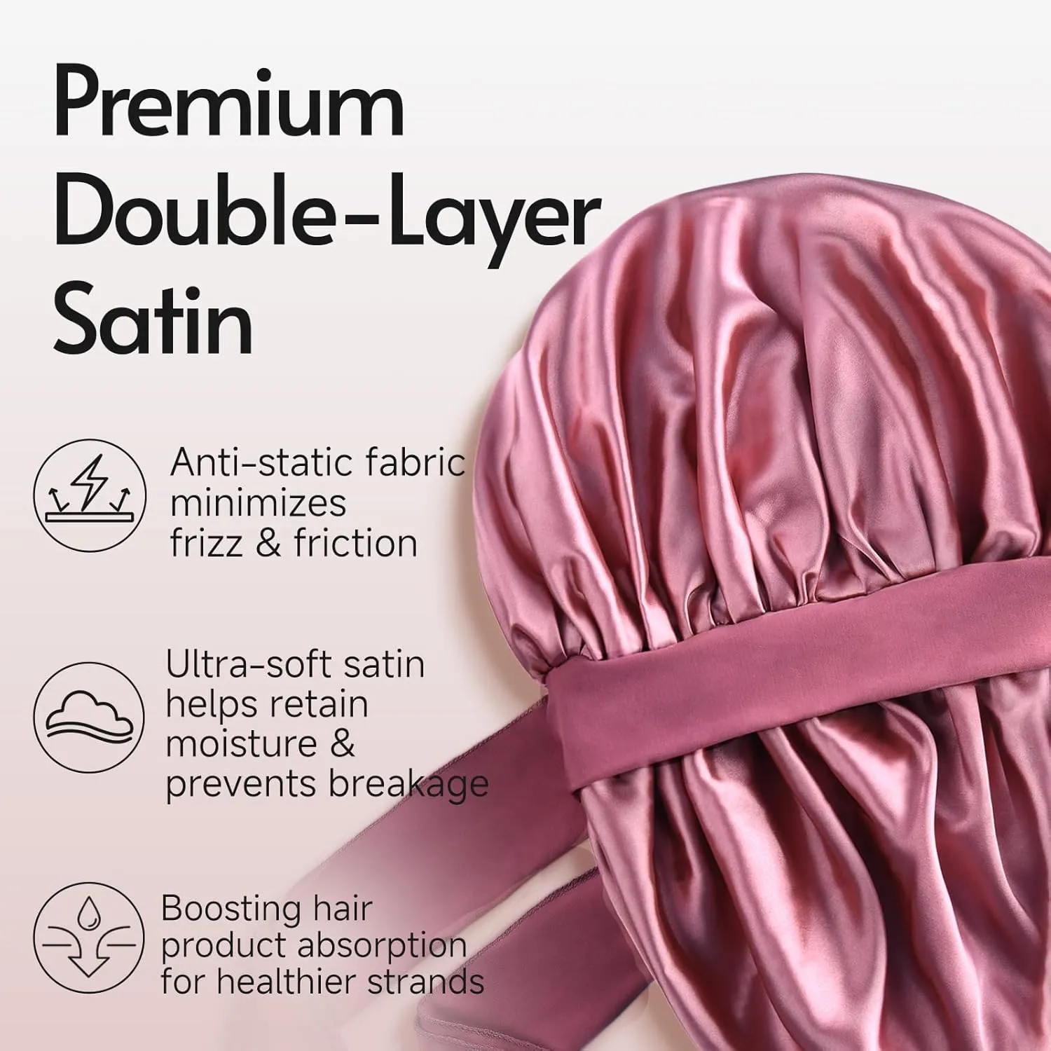 Yanideer 3 pcs Satin Bonnet Silk Bonnet for Sleeping Double Layer Satin Lined Hair Bonnet with Tie Band for Women Curly Hair