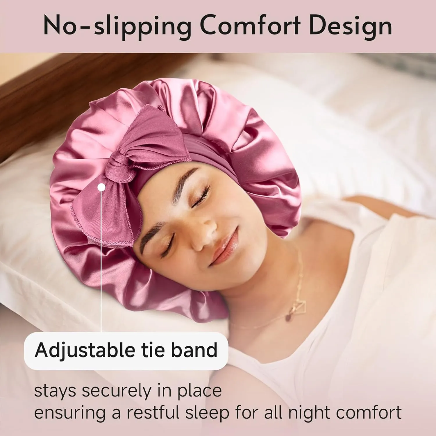 Yanideer 3 pcs Satin Bonnet Silk Bonnet for Sleeping Double Layer Satin Lined Hair Bonnet with Tie Band for Women Curly Hair
