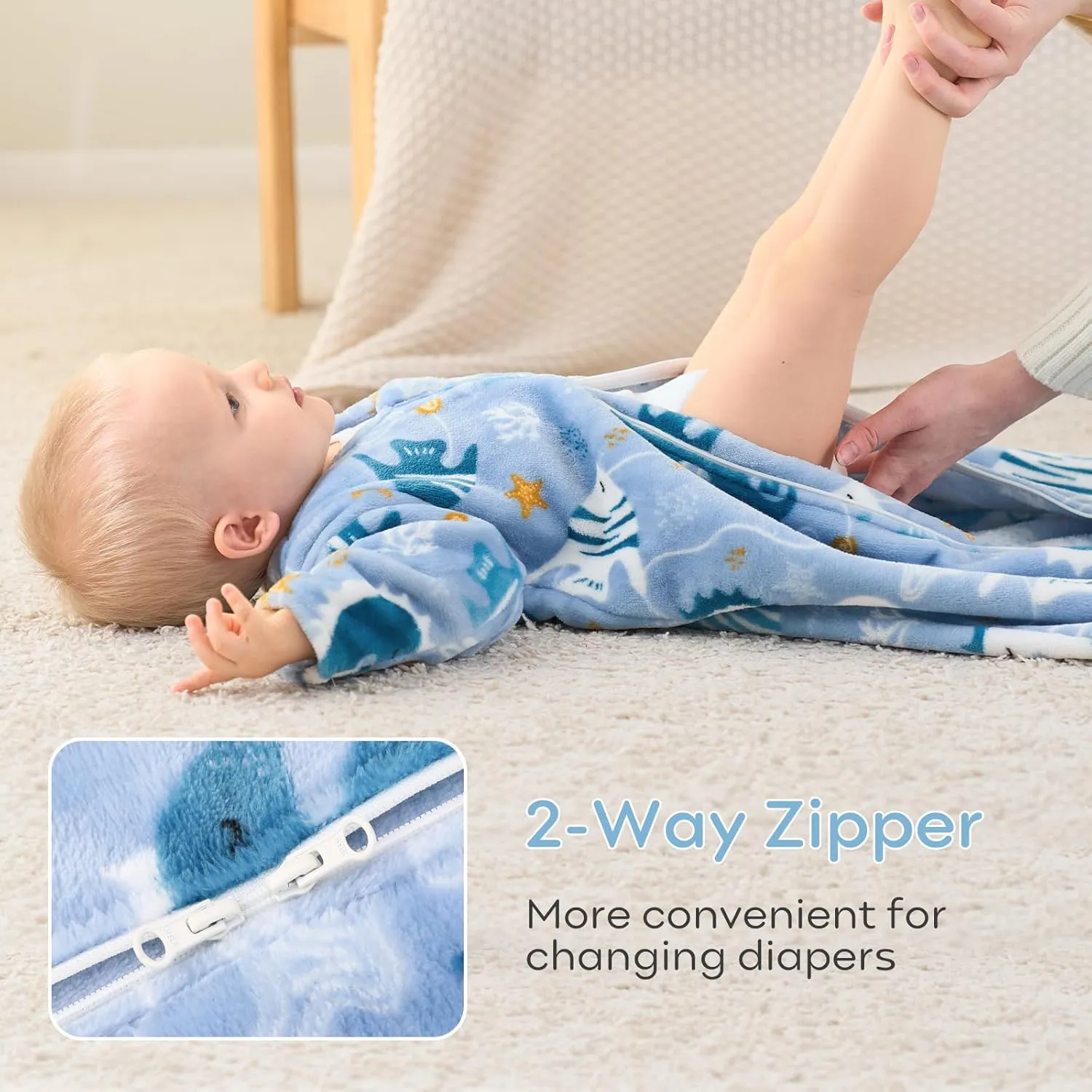 Yoofoss Long Sleeve Fleece Baby Sleep Sack 18-24 Months, 2 Pack TOG 1.5 Baby Wearable Blanket with 2-Way Zipper, Toddler Sleeping Sack, Soft Warm