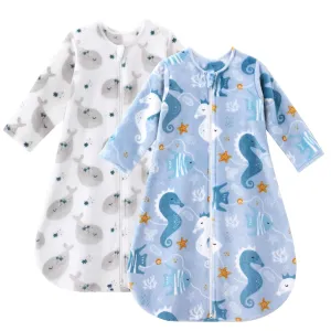 Yoofoss Long Sleeve Fleece Baby Sleep Sack 18-24 Months, 2 Pack TOG 1.5 Baby Wearable Blanket with 2-Way Zipper, Toddler Sleeping Sack, Soft Warm